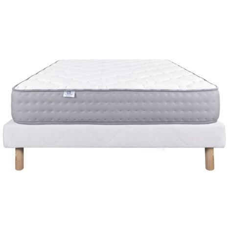 Ensemble Matelas Zen (20 cm) et Sommier (13cm), mousses haute densité, ferme, face été/hiver, 140x190cm