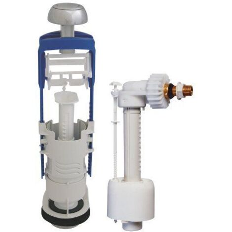 Ensemble mécanisme WC simple débit interrompable et robinet flotteur silencieux REGIPLAST