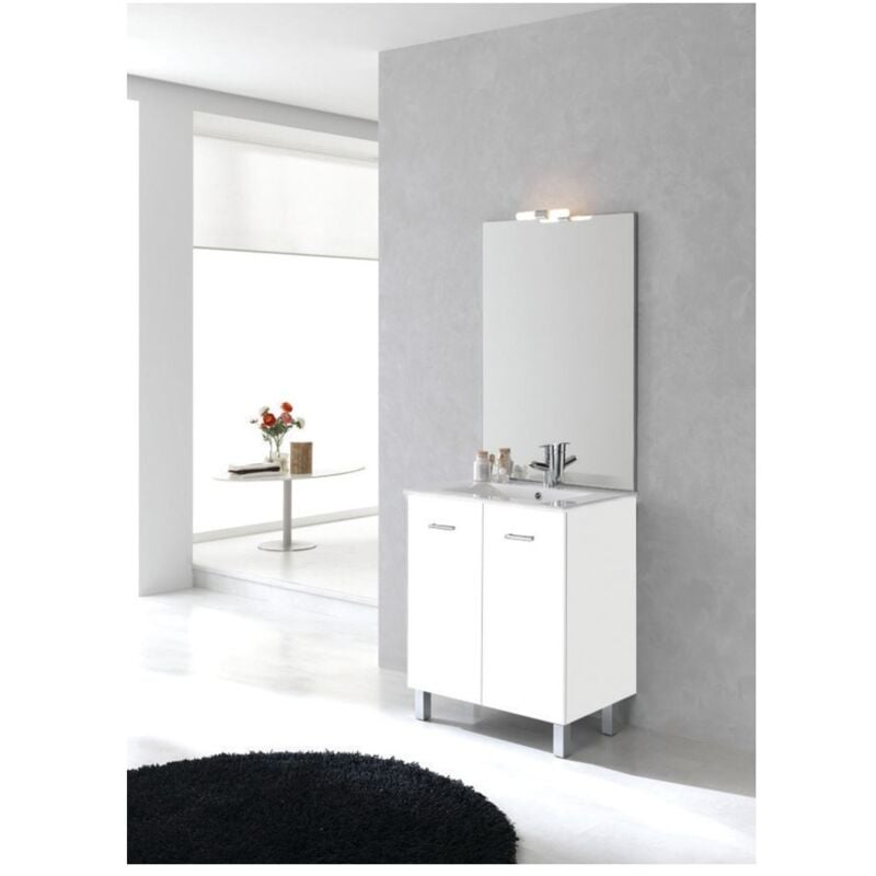Anconetti - Ensemble meuble Ancoflash 2 portes sur pied 80cm - Blanc brillant