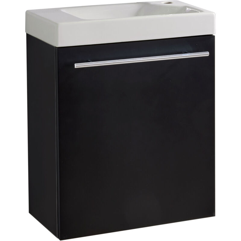 Godart - Meuble Noir mat Solo avec lave-mains pour Robinet à droite