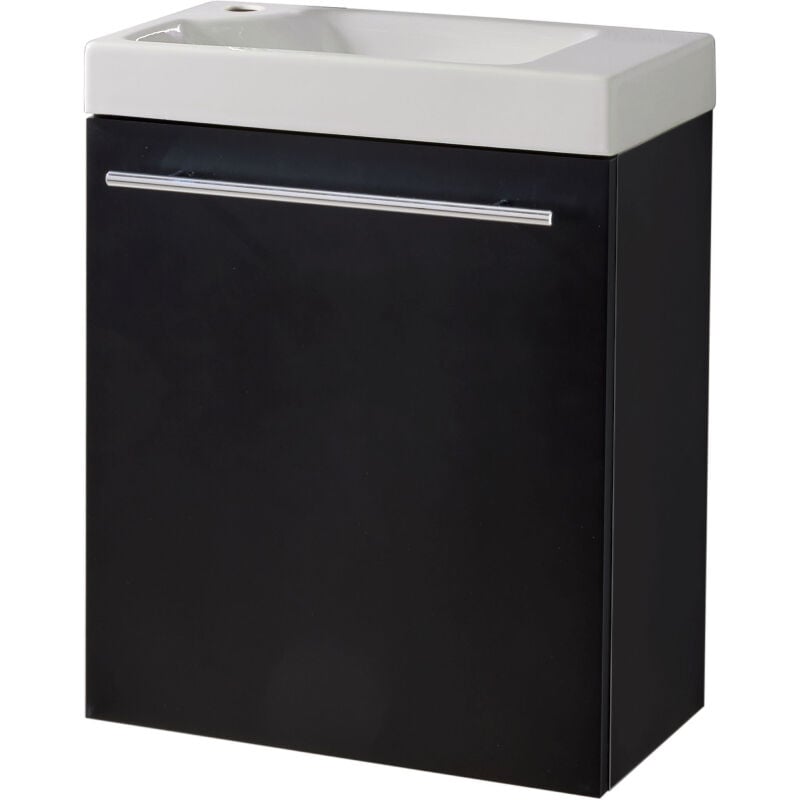 Godart - Meuble Noir mat Solo avec lave-mains pour Robinet à gauche