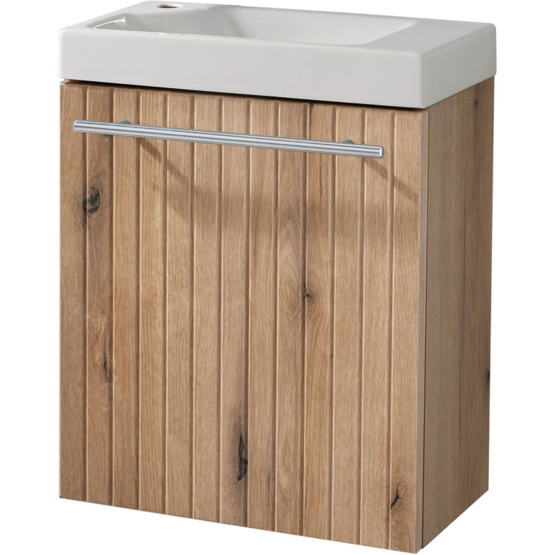 Godart - Meuble Strié Bois Solo avec lave-mains pour Robinet à gauche