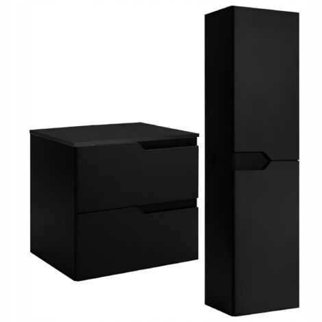 Ensemble meuble de salle de bain - 60 cm - Noir - Design moderne - Espace optimisé et élégant