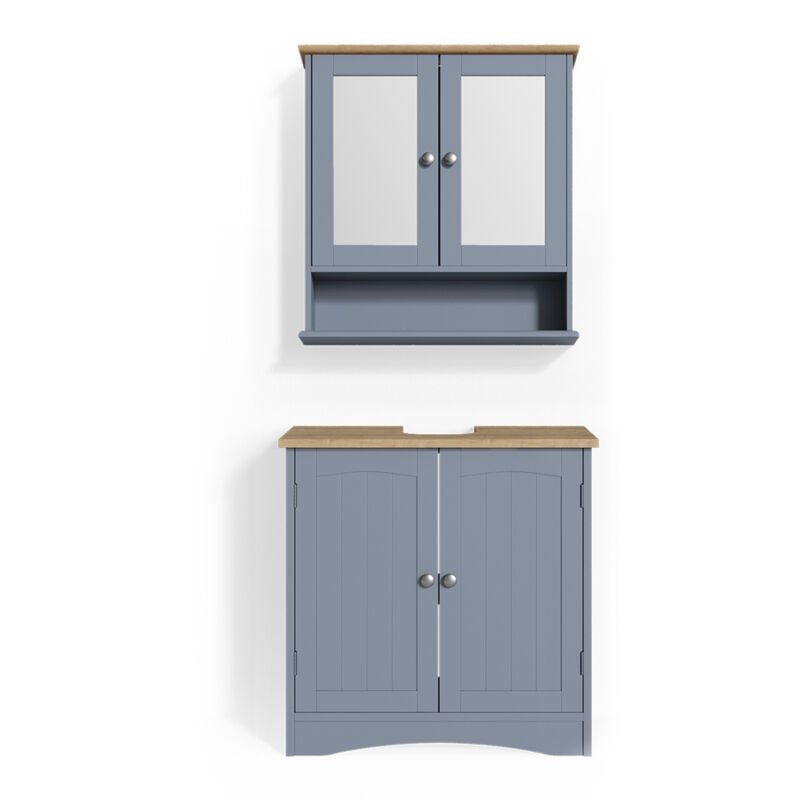 Vicco - Ensemble de meubles de salle de bain Bianco, Gris, 2 parties