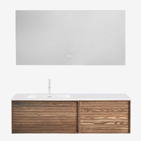 Ensemble meuble de salle de bain en bois Solea avec lavabo intégré SKLUM