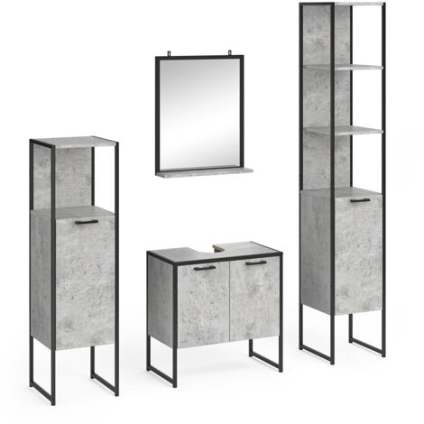 Ensemble meuble de salle de bain „Fyrk“ Béton lot de 4 Vicco