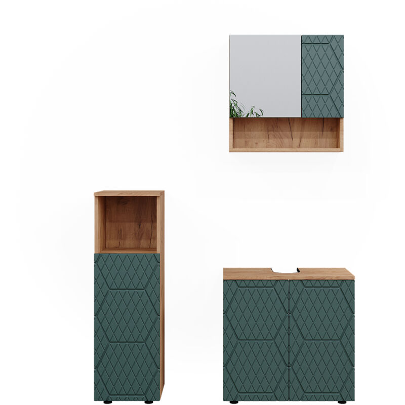 Vicco - Ensemble de meubles de salle de bain Irma, Vert, 3 pièces
