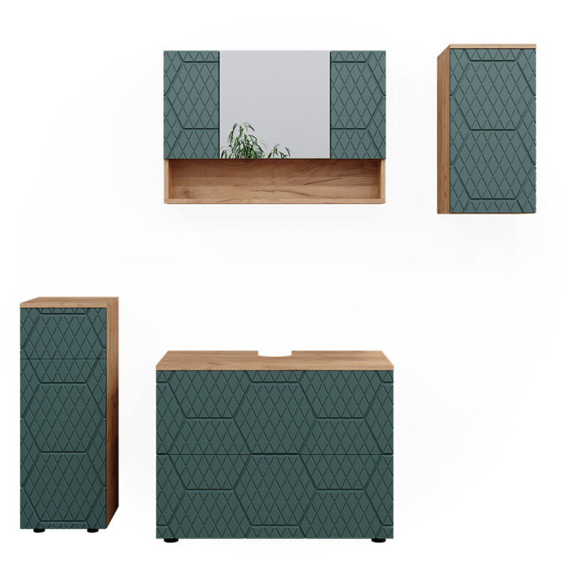 Vicco - Ensemble de meubles de salle de bain Irma, Vert, 4 pièces