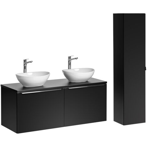 Ensemble meuble double vasque 120cm et colonne Éros Noir