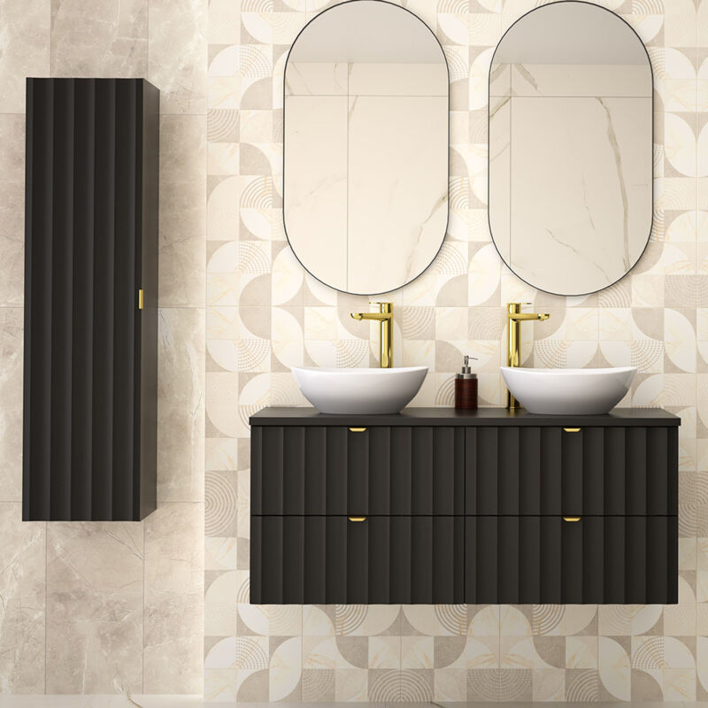 Petits-meubles - Ensemble meuble double vasque 120cm et colonne Lexa Noir