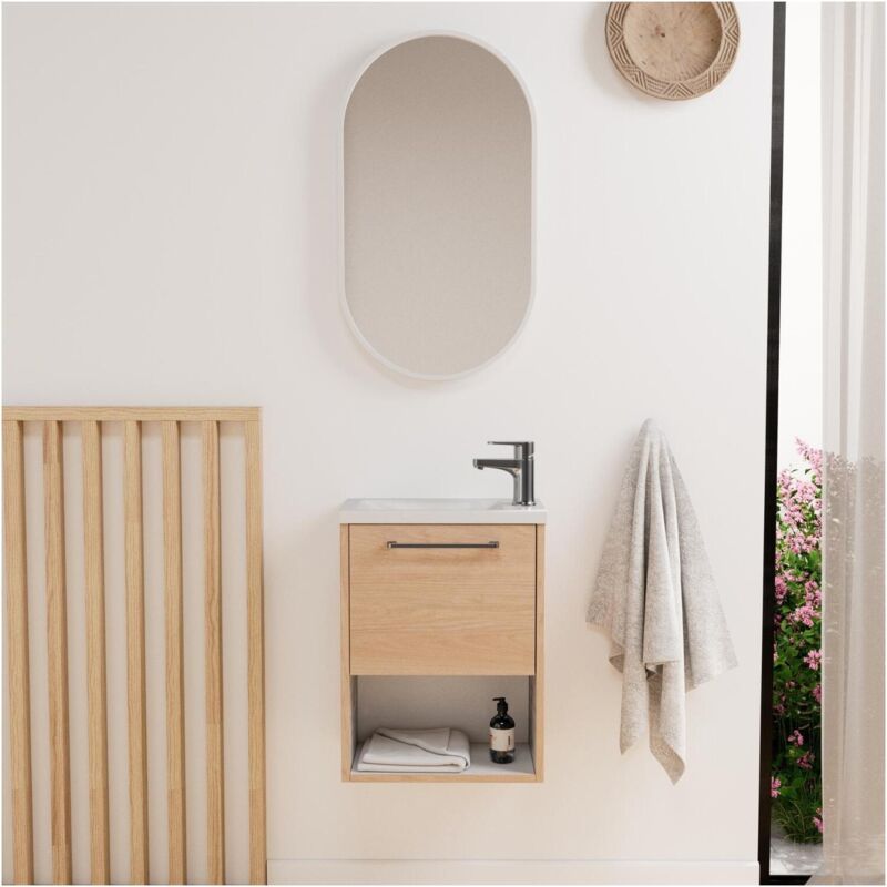 Mob-in - Ensemble meuble lave-mains nika + robinet + miroir