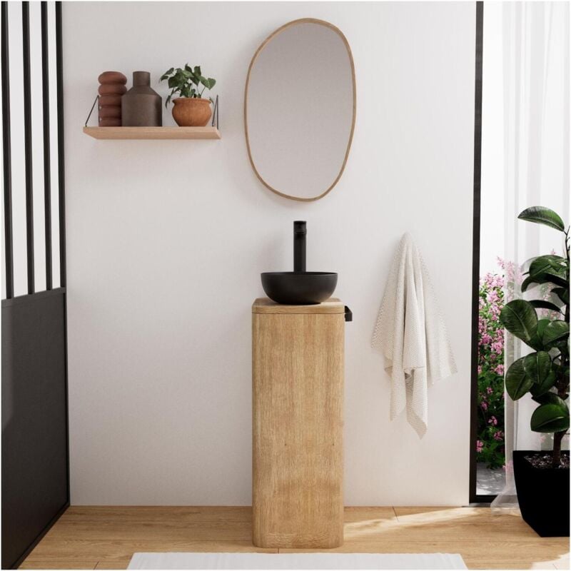 Ensemble meuble lave-mains TOM + vasque + robinet + miroir