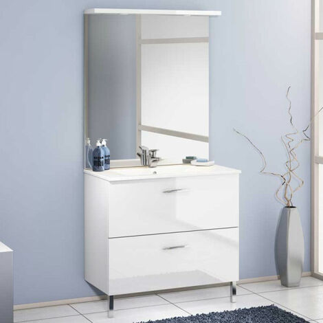 Salle de bain complète suspendue RIGHE 70 cm Chêne Clair et miroir