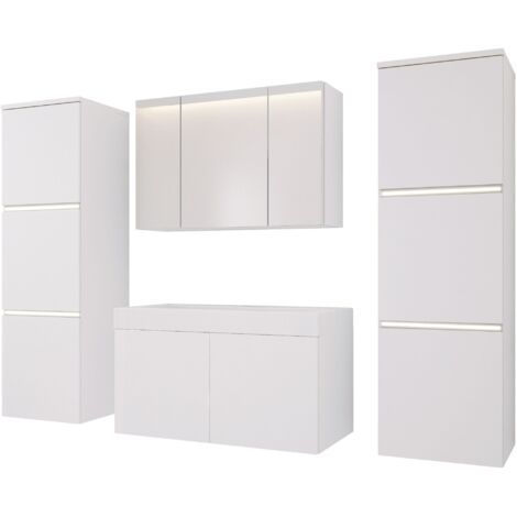 Ensemble meuble salle de bain, Blanc Mat, 160 × 130 cm