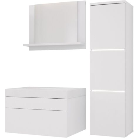 Ensemble meuble salle de bain, Blanc Mat, 90 × 110 cm