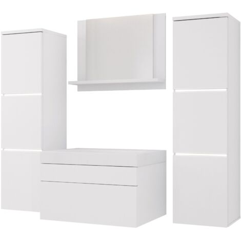 Ensemble meuble salle de bain, Blanc Mat, Blanc Mat, 120 × 110 cm