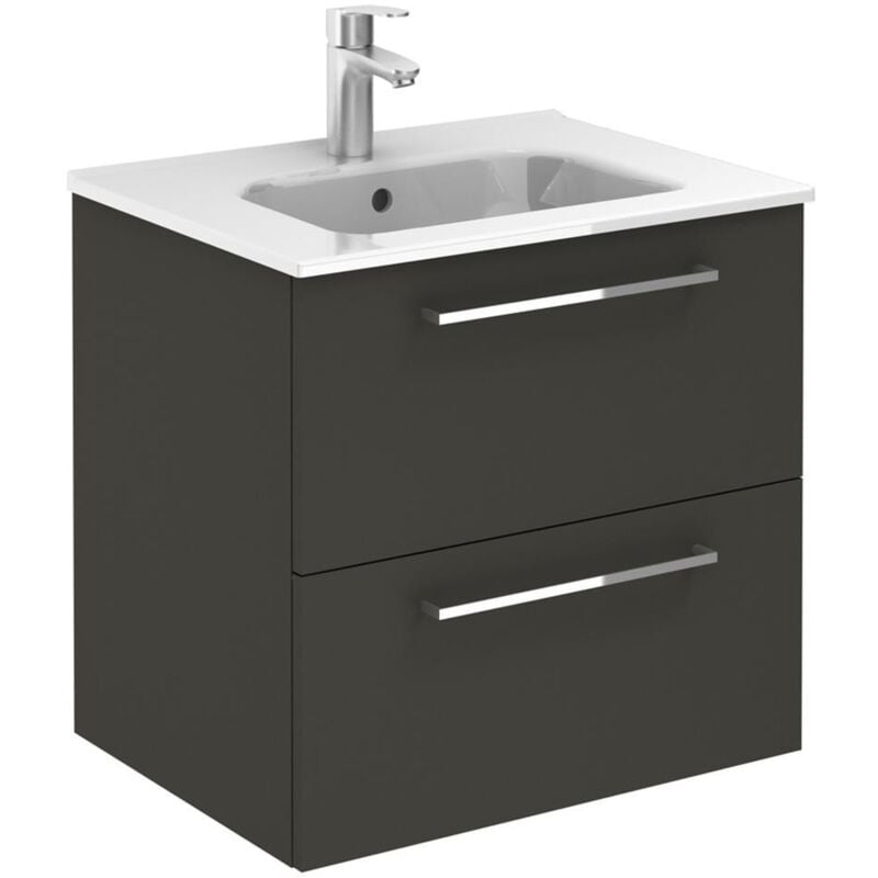 Royo - Ensemble meuble saphir slim (70 cm) avec tiroirs - Modèle en 2 tiroirs - 1 vasque - Lg 70 cm - Finition : Blanc