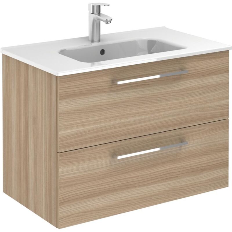 Royo - Ensemble meuble suspendu saphir slim à tiroirs (80 cm) - Modèle en 2 tiroirs - 1 vasque - Lg 80 cm - Finition : Blanc