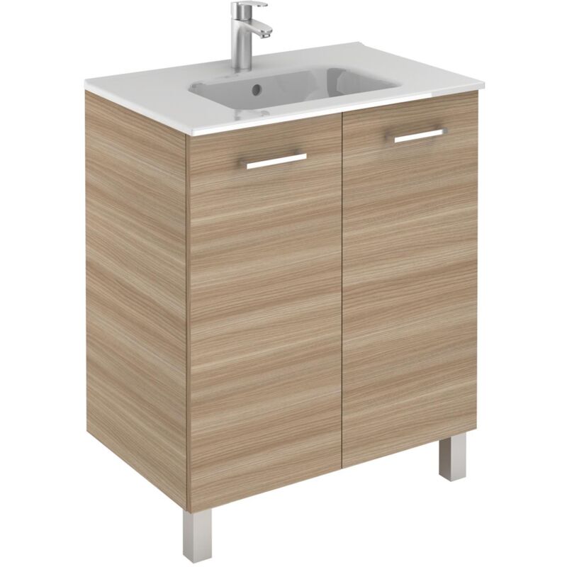 Royo - Ensemble meuble saphir slim (70 cm) avec portes - Modèle en 2 portes - 1 vasque - Lg 70 cm - Finition : Blanc