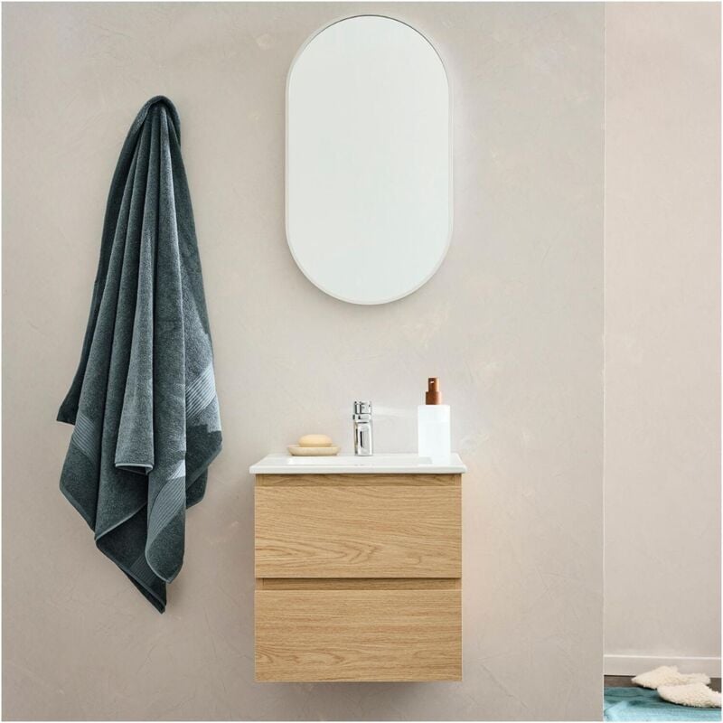 Mob-in - Ensemble meuble simple vasque sorrento 45 cm + robinet + Miroir