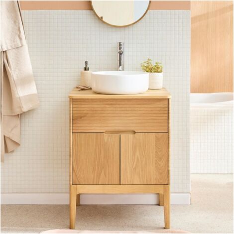 Ensemble meuble simple vasque 60cm ALASKA + vasque DIEGO + robinet TAP