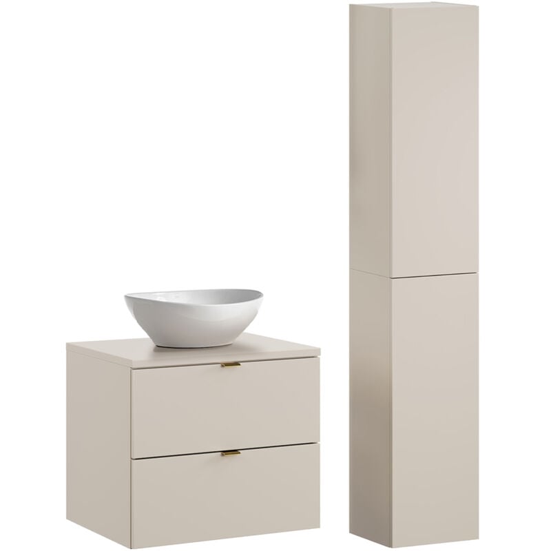 Petits-meubles - Ensemble meuble simple vasque 60cm et colonne Azel Cachemire