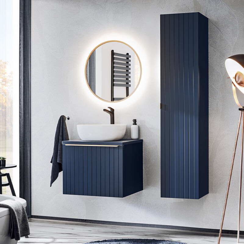 Ensemble meuble simple vasque 60cm et colonne Éros Bleu