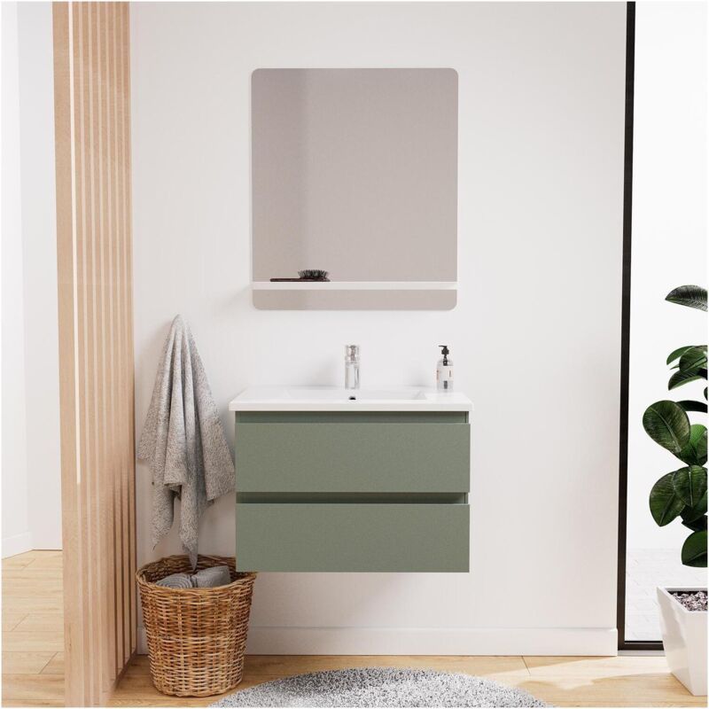 Mob-in - Ensemble meuble simple vasque 60 cm + robinet pixe + miroir sorrento