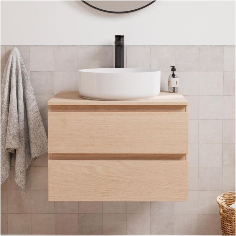 Mob-in - Ensemble meuble simple vasque sorrento 60 cm + vasque