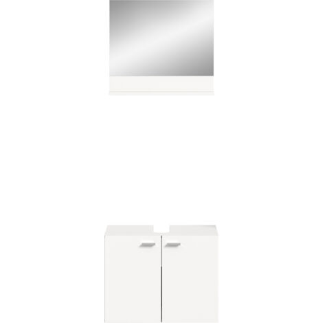Ensemble meuble sous lavabo et miroir décor blanc - BOSTOZ