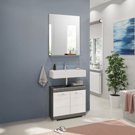 Ensemble meuble sous lavabo + miroir anthracite et blanc - ORIE