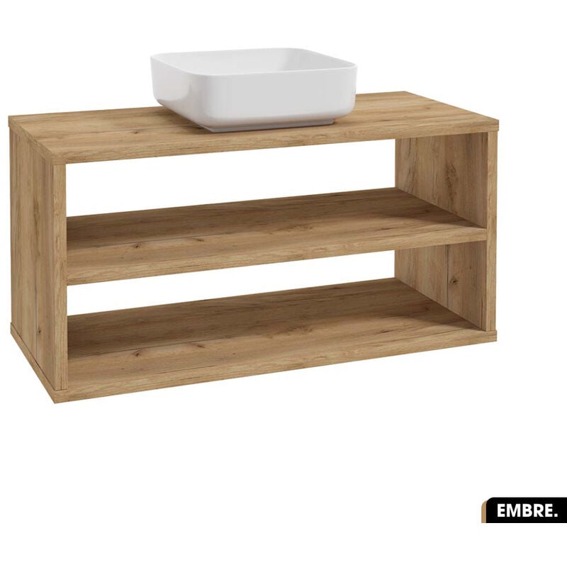 Ensemble meuble sous vasque avec vasque à poser - Siphon offert embre oak 100 x 50 x 45 cm