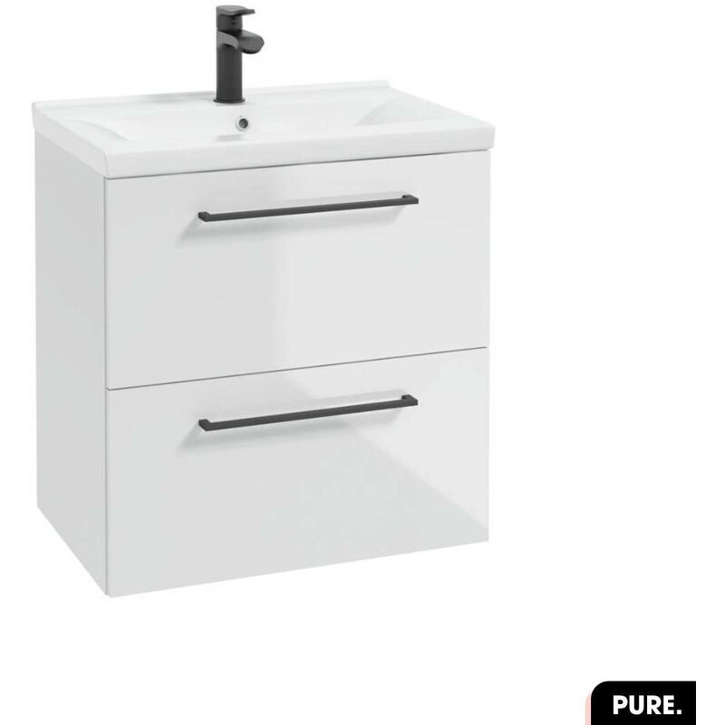 Ensemble meuble sous vasque avec vasque - Siphon offert pure Blanc 60 × 60 × 45