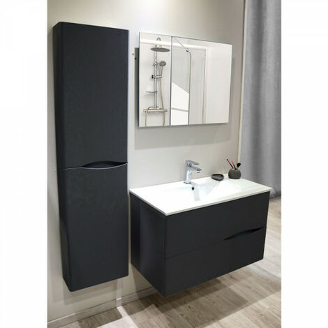 Ensemble meuble salle de bain 90 cm Blanc + vasque OLTEN - salle