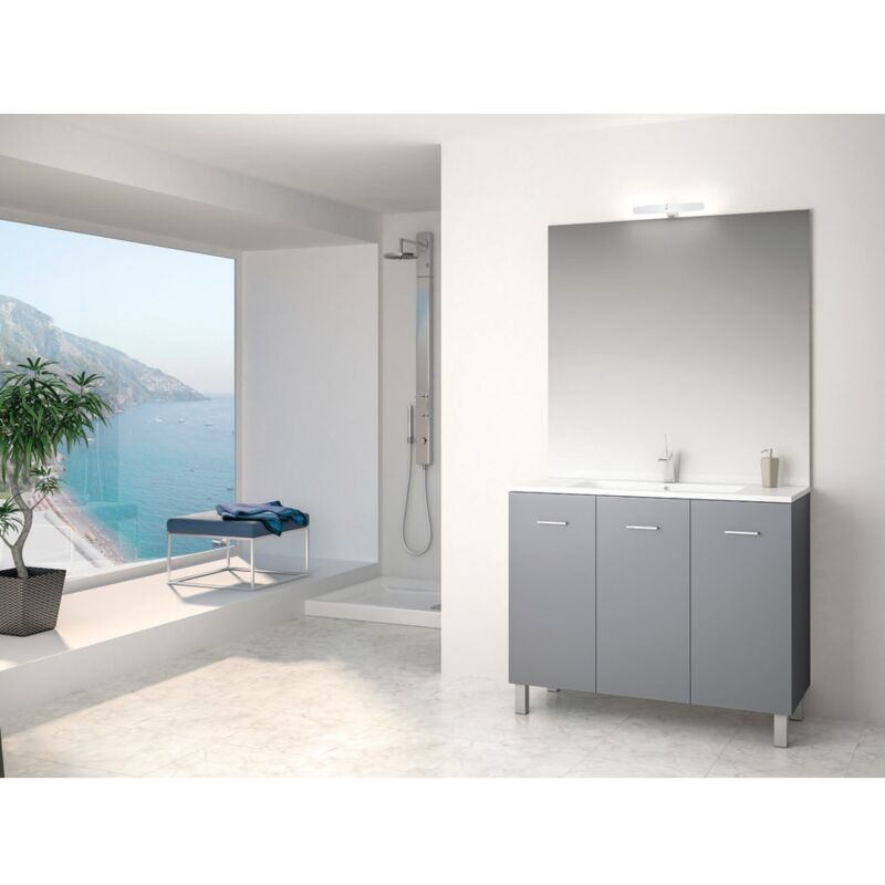 Anconetti - Ensemble meuble Ancoflash 3 portes sur pied 100cm - Anthracite