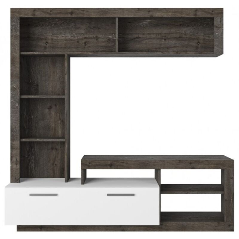 Paroi équipée de café noir et blanc mat porte tv - Nizza