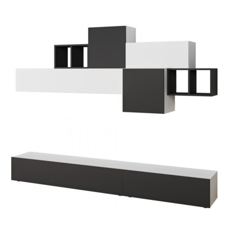 Ensemble Meuble Tv 260 cm Penelope Blanc mat et Gris anthracite