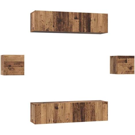 Ensemble meuble TV 6 pcs，Banc TV，Armoire TV Bois ancien Bois d'ingénierie CFW324656