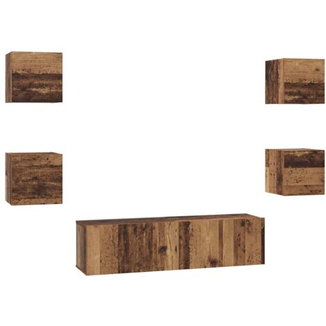 Ensemble meuble TV 6 pcs，Banc TV，Armoire TV Bois ancien Moyen 120 x 30 x 30 cm CFW689540