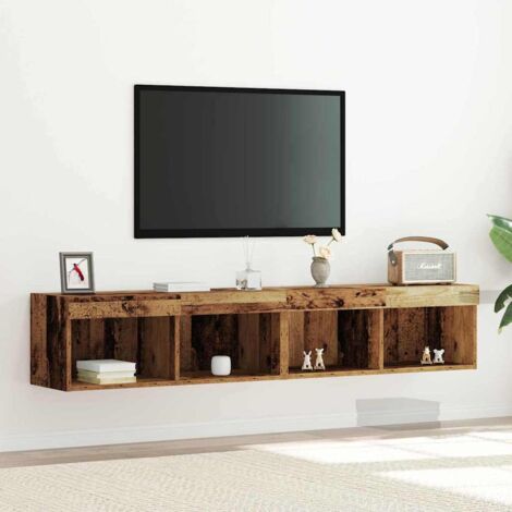 Ensemble meuble TV avec LED 2 pcs-Banc TV-Meuble Télé Bois ancien 80 x 30 x 30 cm