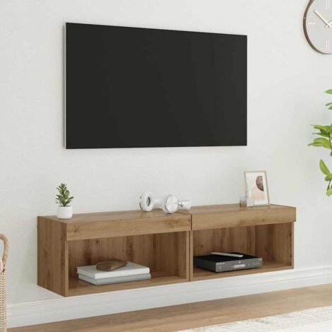 Ensemble meuble TV avec LED-Banc TV-Meuble Télé Chêne artisanal Bois d'ingénierie 755888