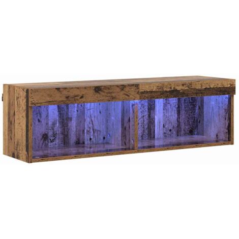 Ensemble meuble TV  Banc TV  Armoire TV avec LED Bois Ancien 100 x 30 x 30 cm