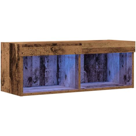 Ensemble meuble TV  Banc TV  Armoire TV avec LED Bois ancien 80 x 30 x 30 cm