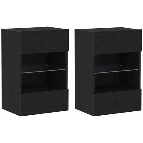 Ensemble meuble TV  Banc TV  Armoire TV Montage mural 2 pcs Noir 40 x 30 x 60,5 cm