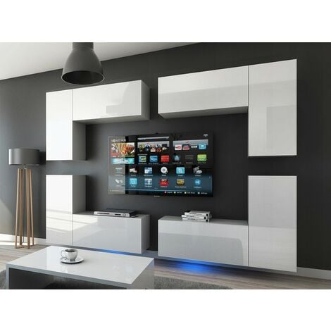 AZURA HOME DESIGN Ensemble meuble TV CONCEPT 20-20-HG-W-2 1A blanc brillant 260 cm