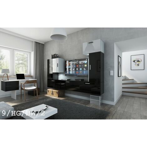 Ensemble meuble TV CONCEPT 9-HG-BW-2 noir-blanc brillant 249 cm