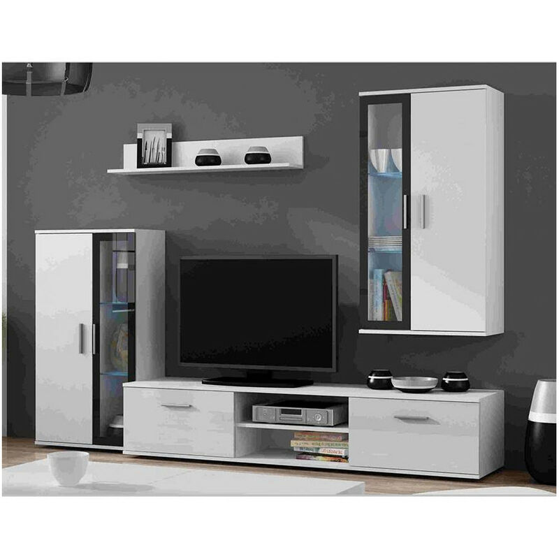 Ensemble meuble TV DARA - Couleur: Blanc - Blanc