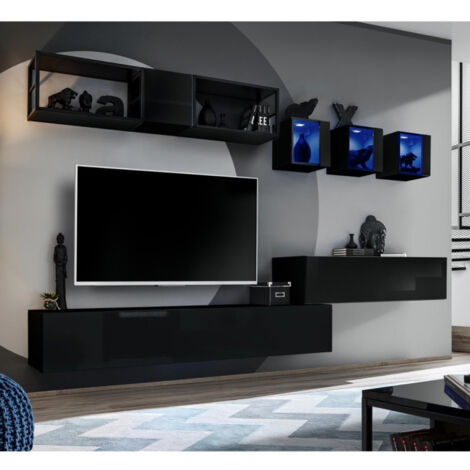 Ensemble Meuble TV Design "Switch III" 280cm Noir