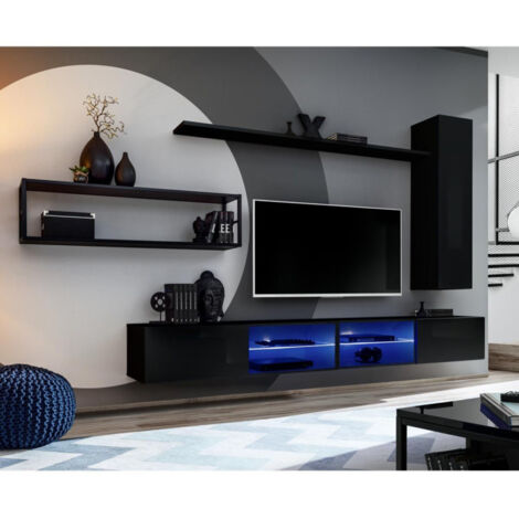 Ensemble Meuble TV Design "Switch IV" 300cm Noir