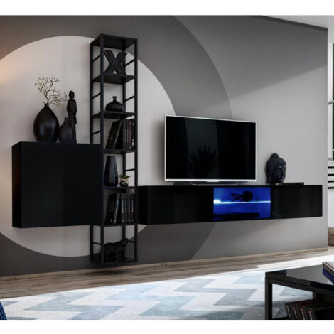 Ensemble Meuble TV Design "Switch VI" 270cm Noir